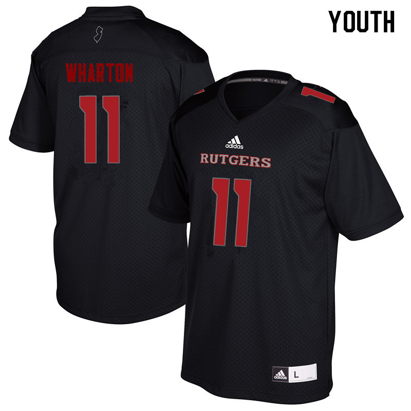 Youth #11 Isaiah Wharton Rutgers Scarlet Knights College Football Jerseys Sale-Black